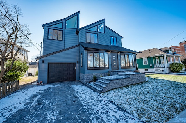 exterior space with a garage