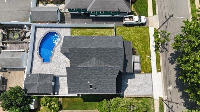 2726 Clarendon Ave, Bellmore, NY 11710 - aerial view of property and surrounding area featuring a pool