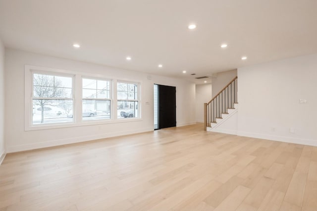 unfurnished living room featuring light hardwood / wood-style floors