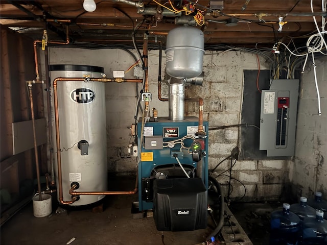 utilities featuring gas water heater and electric panel