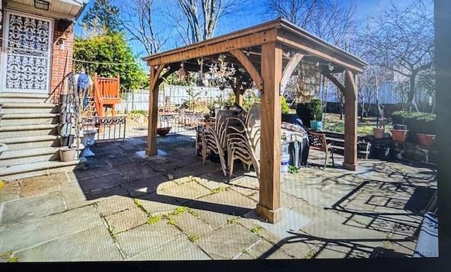 view of patio featuring a gazebo