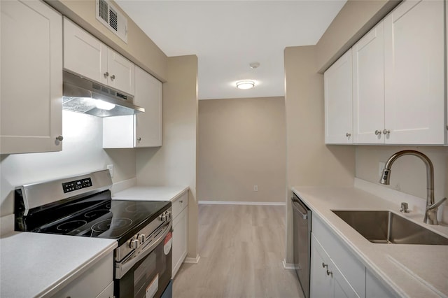 kitchen featuring white cabinets, sink, and appliances with stainless steel finishes