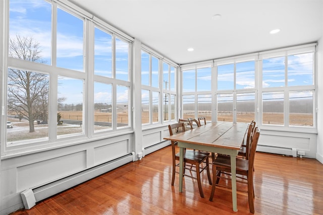 sunroom / solarium featuring a baseboard heating unit