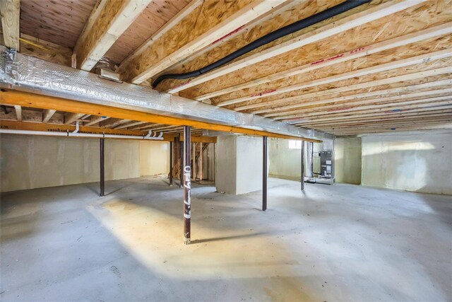 basement featuring heating unit