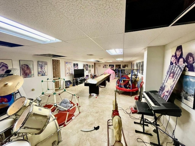 6 Hidden Pond, Muttontown, NY 11545 - playroom with a drop ceiling and billiards table