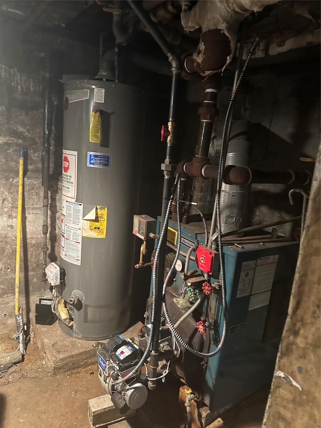 utility room featuring water heater