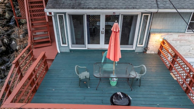 wooden deck with french doors