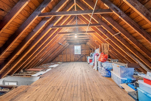 view of unfinished attic