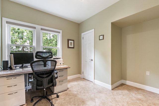 view of tiled home office