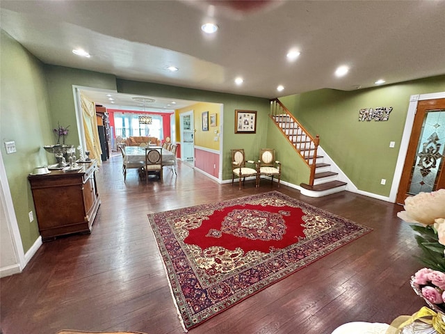 living room with hardwood / wood-style flooring