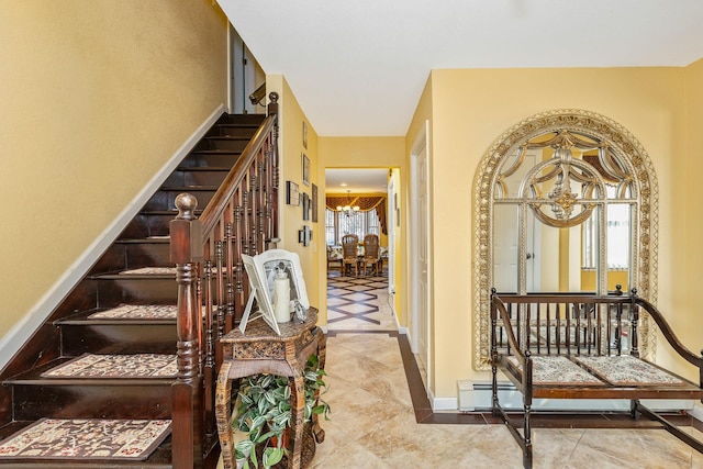 interior space featuring a chandelier