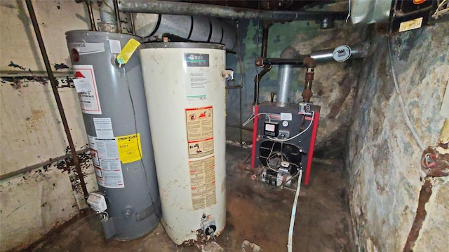 utility room with gas water heater