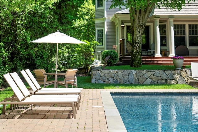 view of pool with a patio area