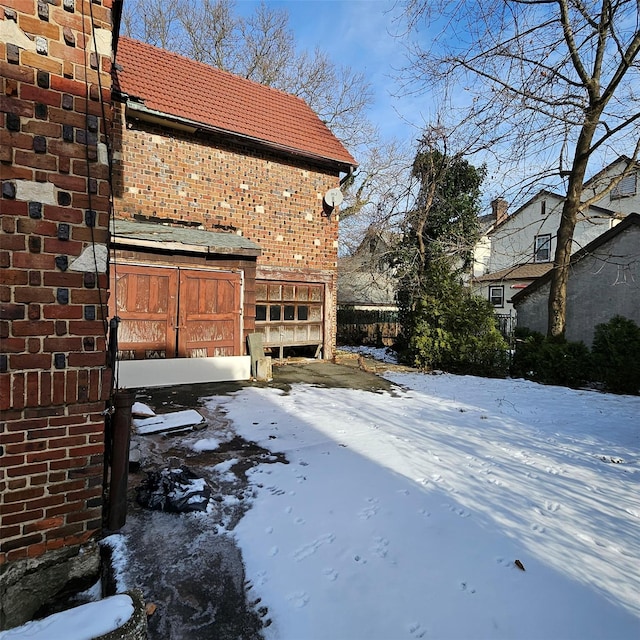 view of snow covered exterior