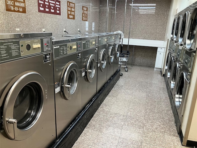 washroom featuring washer and dryer