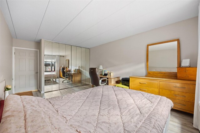 bedroom with light hardwood / wood-style flooring