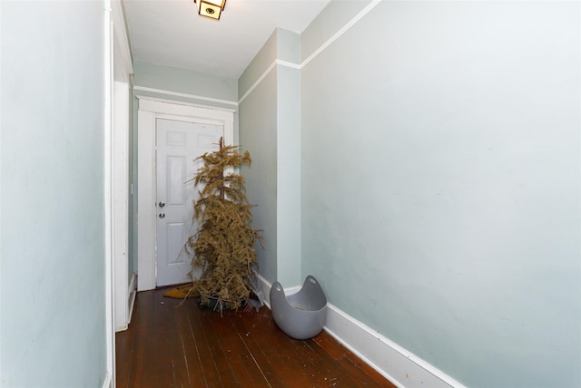 corridor with dark wood-type flooring