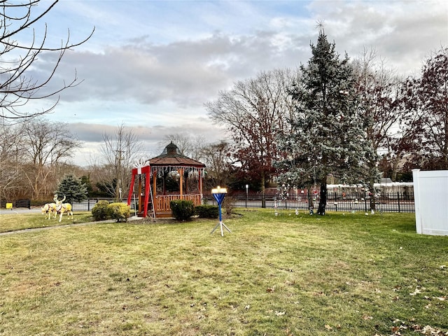 view of yard with a gazebo