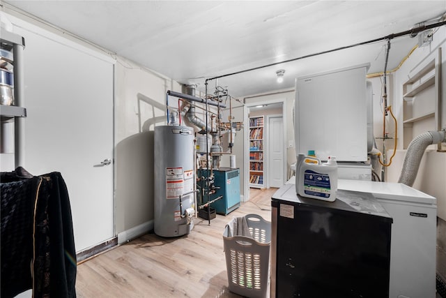 utility room with water heater