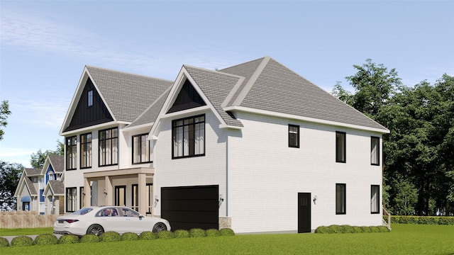 LOT11003 Baldwin Path, Dix Hills, NY 11746 - view of property exterior featuring a lawn, an attached garage, and brick siding