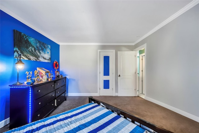 bedroom with crown molding