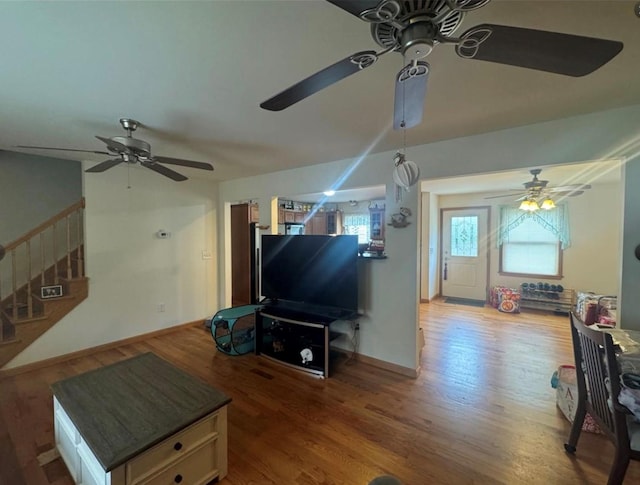 living room featuring hardwood / wood-style flooring