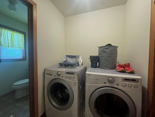 laundry room featuring independent washer and dryer