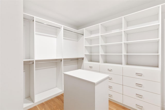 walk in closet featuring light hardwood / wood-style floors