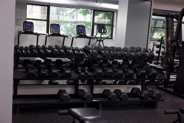 workout area featuring a wealth of natural light