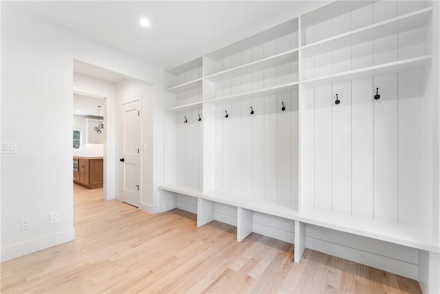 mudroom featuring light hardwood / wood-style floors