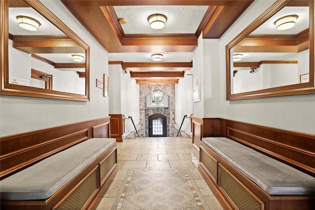 interior space featuring crown molding