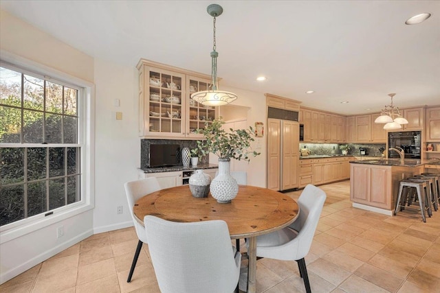 view of tiled dining room