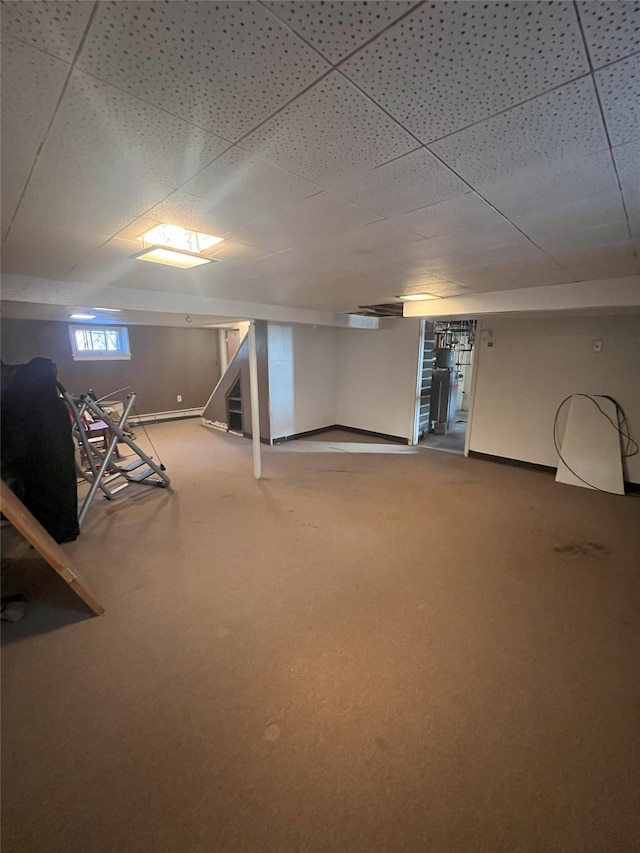 basement with carpet floors