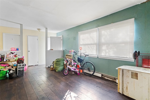 recreation room featuring dark hardwood / wood-style flooring