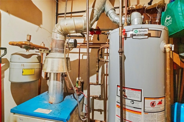 utility room with gas water heater