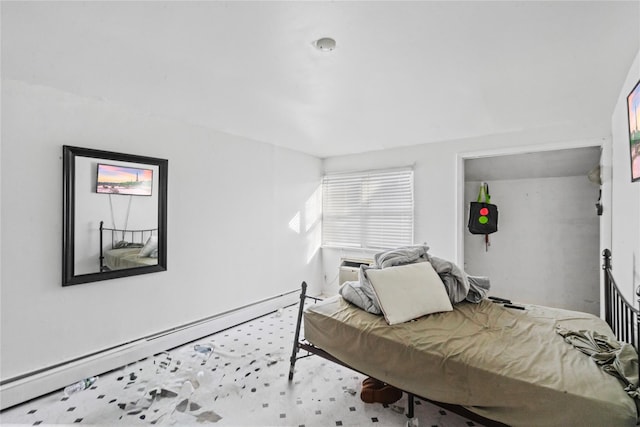 bedroom featuring a baseboard radiator