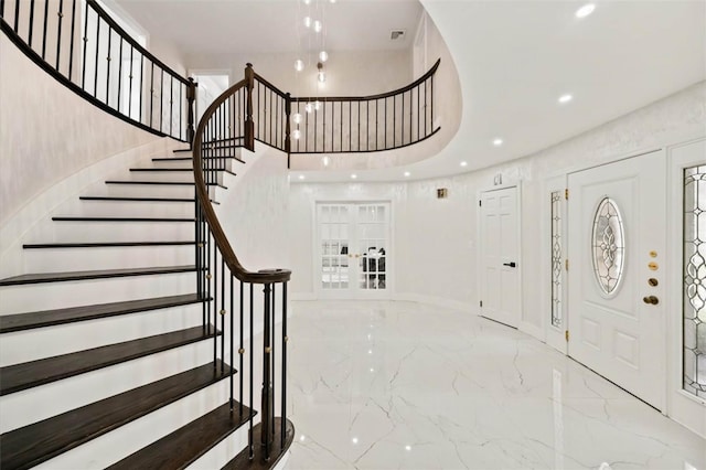 foyer featuring french doors