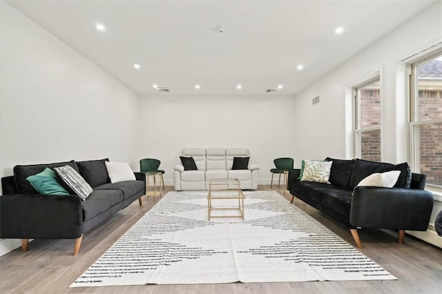 living room featuring light hardwood / wood-style floors