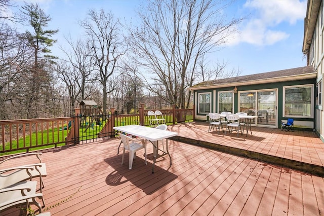 deck featuring a playground