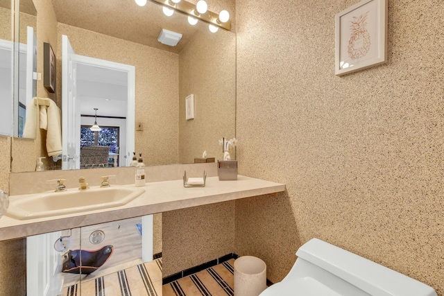 bathroom with toilet and vanity