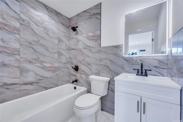 full bathroom with vanity, shower / bathtub combination, and toilet