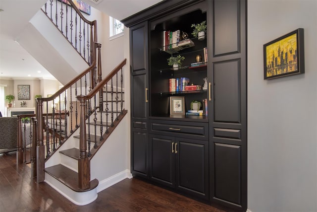 stairway featuring wood-type flooring