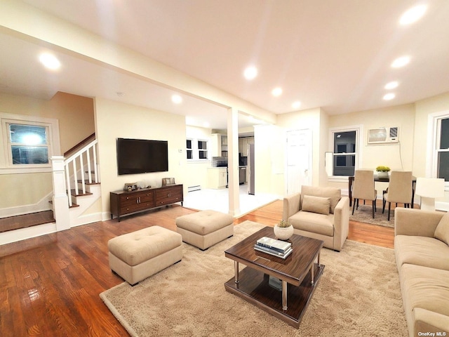 living room with wood-type flooring