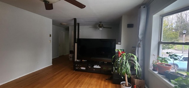 living room with light hardwood / wood-style flooring