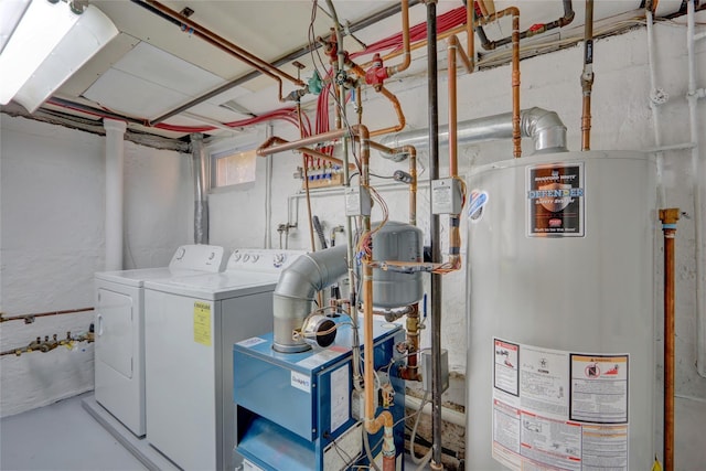 laundry room featuring separate washer and dryer and gas water heater