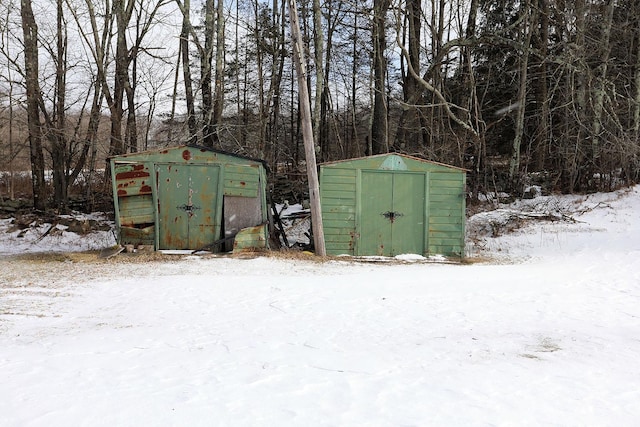 view of snow covered structure