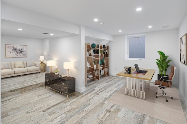 living room featuring light wood-type flooring