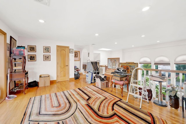 interior space with light hardwood / wood-style floors