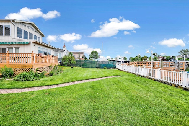 view of yard featuring a deck