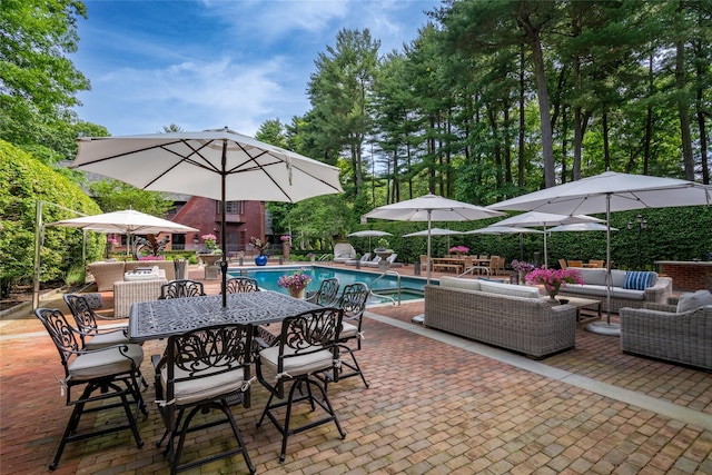 view of patio / terrace featuring an outdoor living space